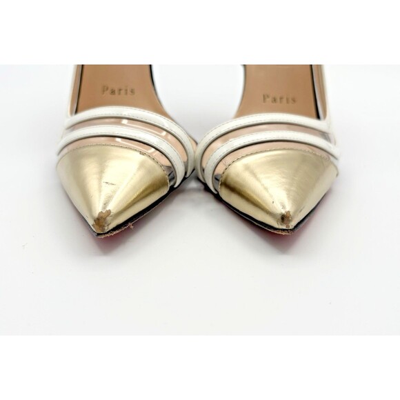 Christian Louboutin Leather & PVC Paralili Pumps Gold & White Sz EU 36.5 6.5 - Picture 13 of 13